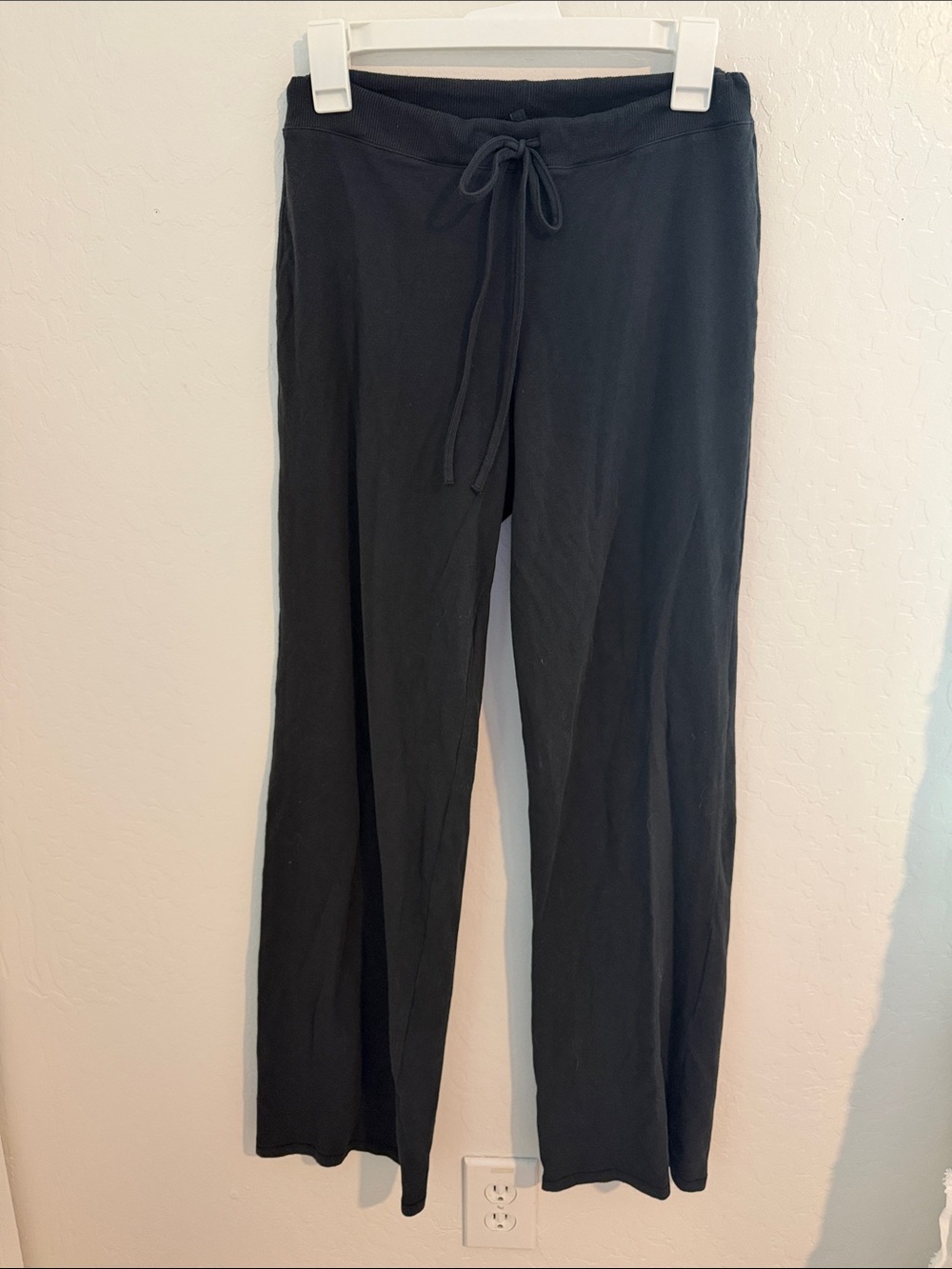 SKIMS Black Straight Leg Drawstring Cotton Lounge Pants